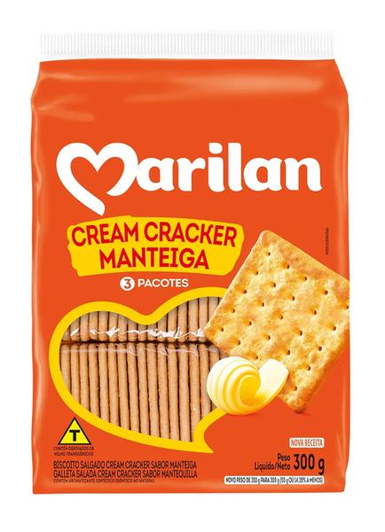 BISCOITO CREAM CRACKER MANTEIGA 300G MARILAN
