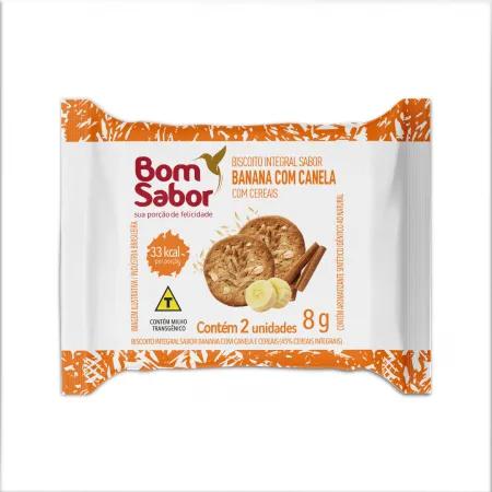 BISCOITO INTEGRAL BANANA COM CANELA E CEREAIS 8G BOM SABOR