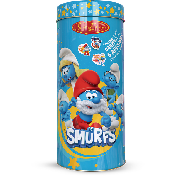 BISCOITO LEITE PORTA LAPIS LATA SMURFS 100G SANTA EDWIGES
