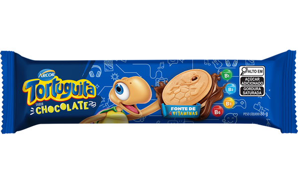 BISCOITO RECHEADO CHOCOLATE TORTUGUITA 86G ARCOR