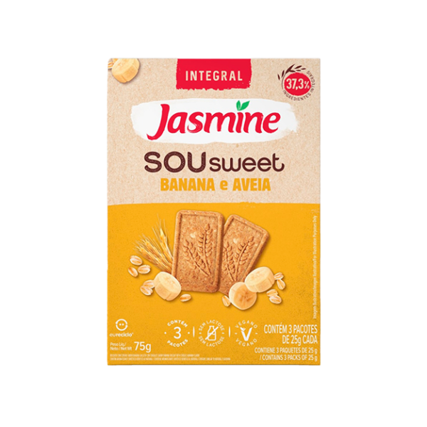 BISCOITO SOU SWEET BANANA E AVEIA INTEGRAL 75G JASMINE