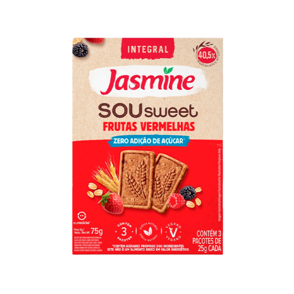 BISCOITO SOU SWEET FRUTAS VERMELHAS ZERO ACUCAR 75G JASMINE