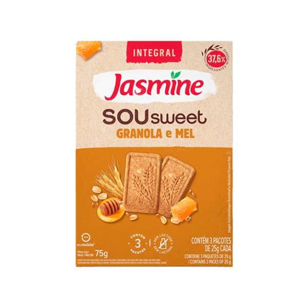 BISCOITO SOU SWEET GRANOLA E MEL INTEGRAL 75G JASMINE