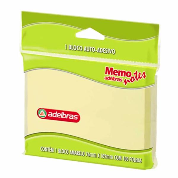 BLOCO AUTOADESIVO 76X102CM AMARELO 100FLS UN ADELBRAS