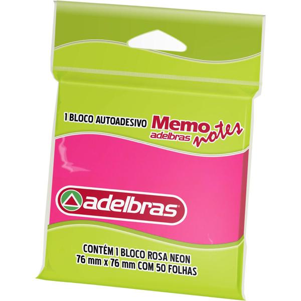 BLOCO AUTOADESIVO 76X76CM ROSA NEON 50FLS UN ADELBRAS