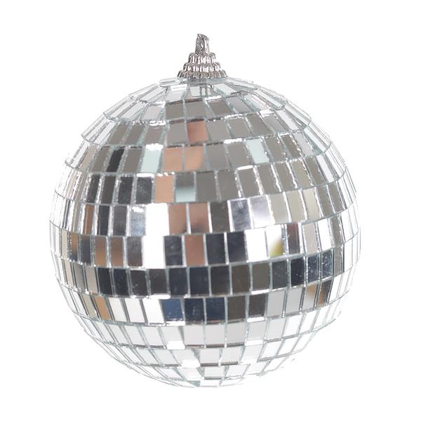 BOLA DECORADA ESPELHADA PRATA 10CM UN FLORARTE