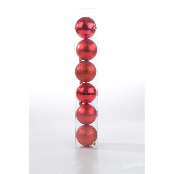 BOLA TUBO BRILHO FOSCO C/GLITTER VRM 6CM C/ 6 UN CROMUS