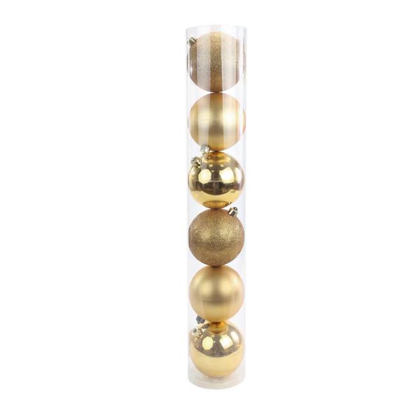 BOLA TUBO BRILHO/FOSCO/GLITTER OURO 7CM 06UN CROMUS