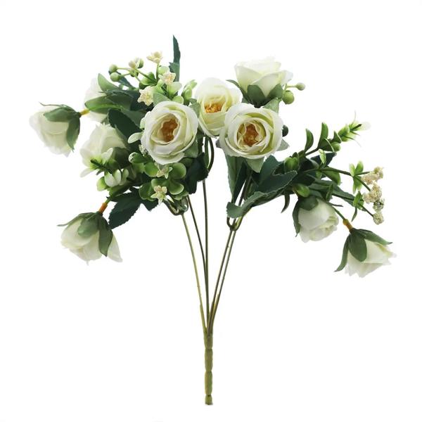 BUQUE DE MINI ROSAS 8X32CM BRANCA UN CROMUS