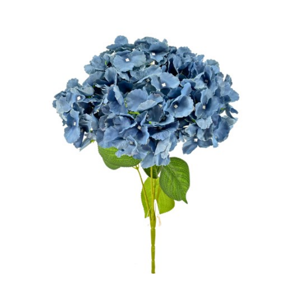 BUQUE HORTENSIA OUTONADA 48CM COM 35 FLORES AZUL UN BELA FLOR