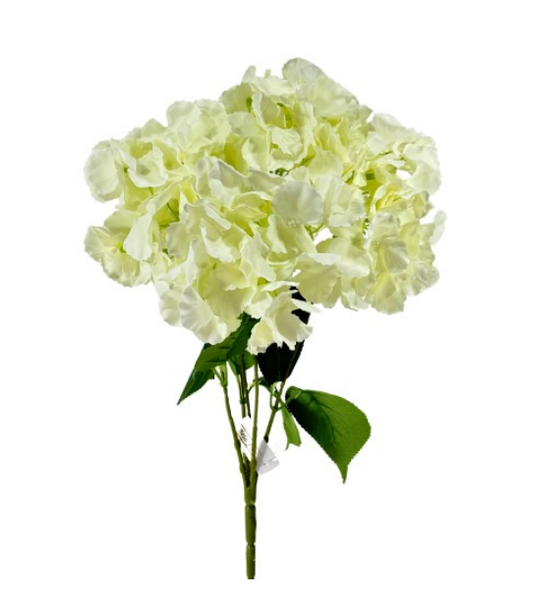BUQUE HORTENSIA OUTONADA 48CM COM 35 FLORES BRANCO UN BELA FLOR
