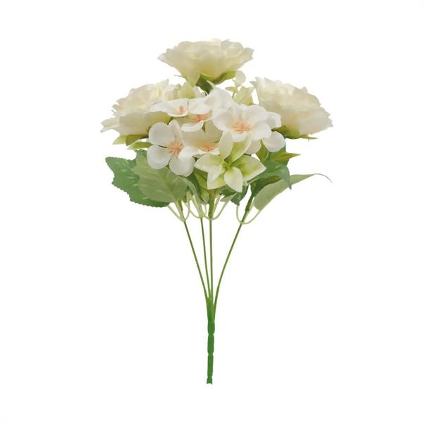 BUQUE ROSA E HORTENSIA X5 31CM CREME UN CROMUS