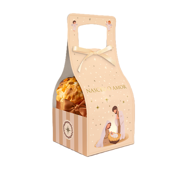 CACHEPOT COM ALCA E FITA MINI PANETONE NASCEU O AMOR  UN IDEIA