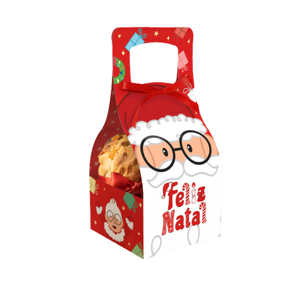 CACHEPOT COM ALCA E FITA MINI PANETONE NATAL DIVERTIDO UN IDEIA