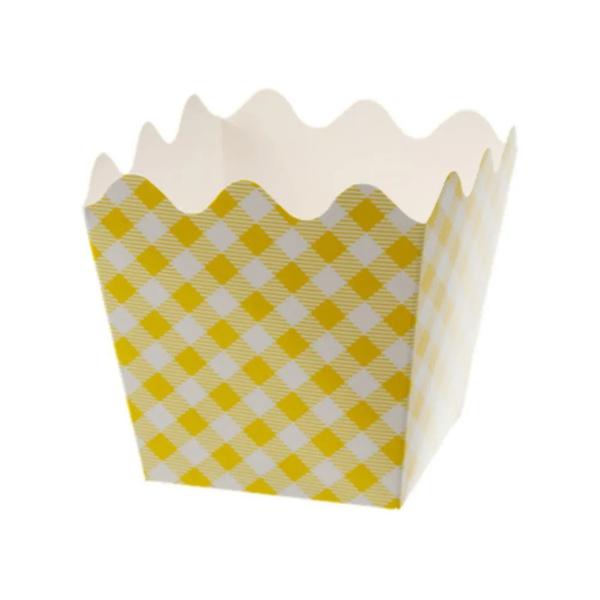 CACHEPOT DE PAPEL XADREZ JUNINA AMARELA 9X9X9CM 8UN SILVER