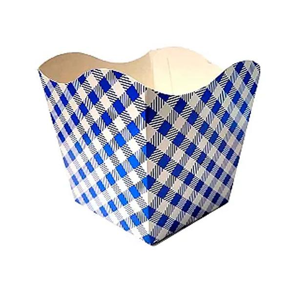 CACHEPOT DE PAPEL XADREZ JUNINA AZUL 9X9X9CM 8UN SILVER