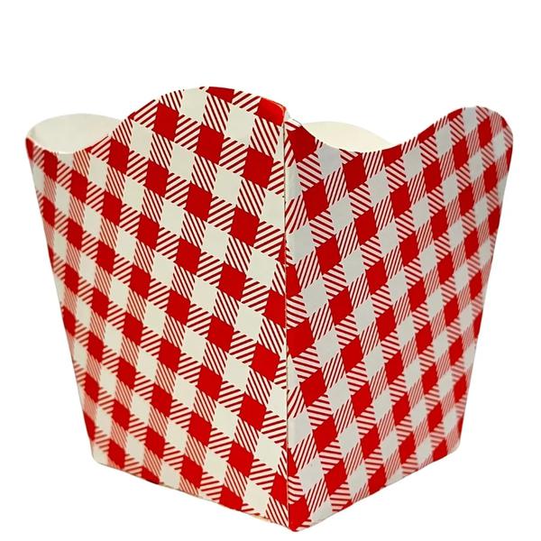 CACHEPOT DE PAPEL XADREZ JUNINA VERMELHA 9X9X9CM 8UN SILVER