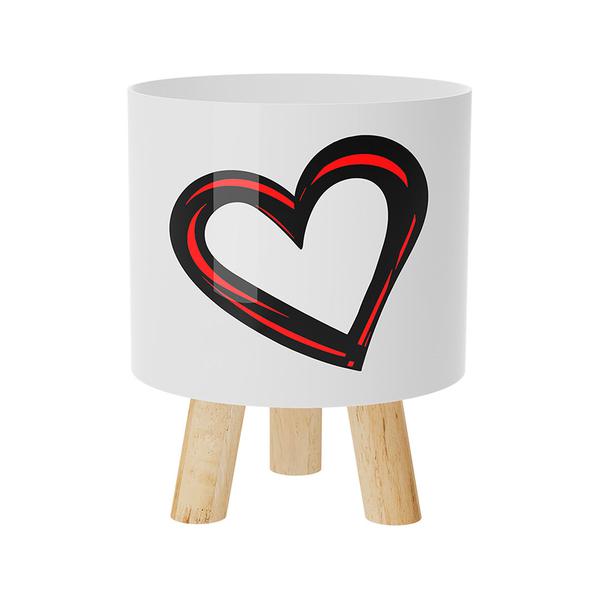 CACHEPOT RETRO 15CM BRANCO CORACAO VERMELHO UN PRODUFEST