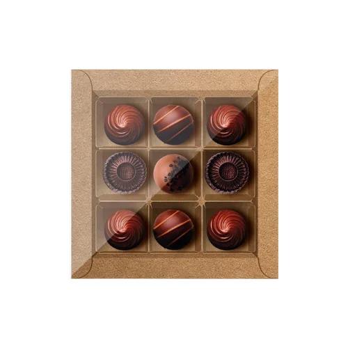 CAIXA BOMBOM TAMPA CRISTAL KRAFT 13X13X4 CM UN CROMUS