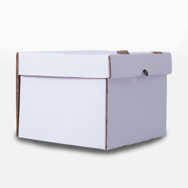 CAIXA BRANCA BOLO E TORTA N25 25X25X16CM UN VINCO