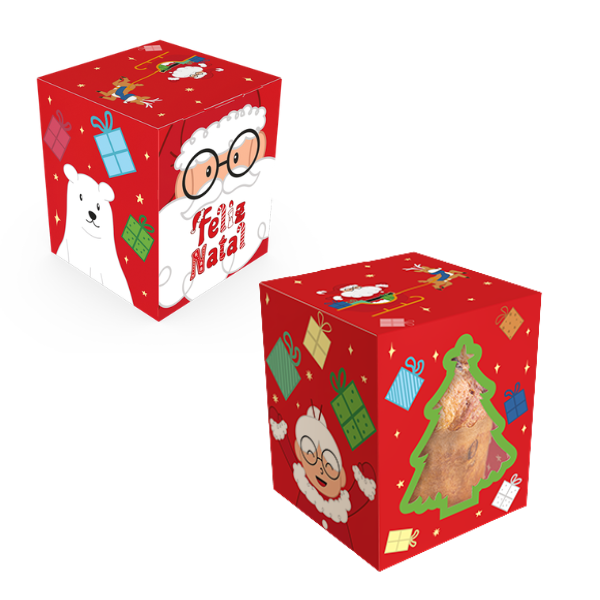 CAIXA CLASSIC COM VISOR MINI PANETONE NATAL DIVERTIDO UN IDEIA