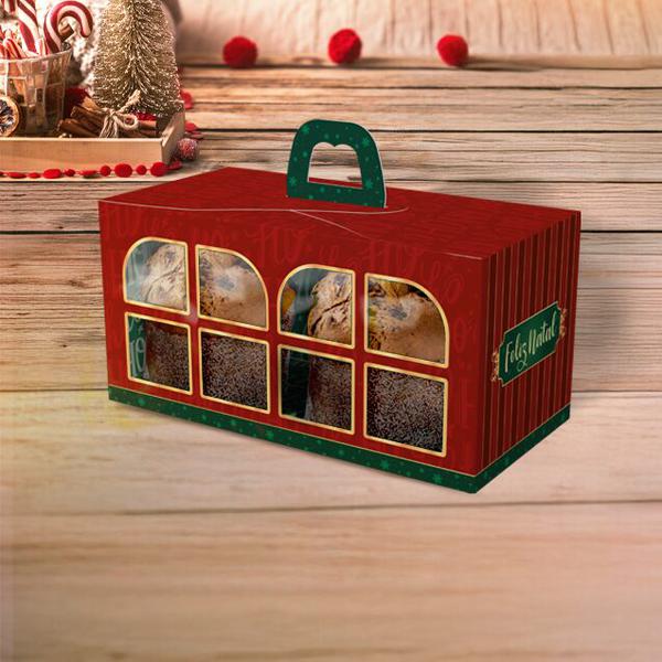 CAIXA COM ALCA/VISOR 2 MINI PANETONE NOEL UN IDEIA