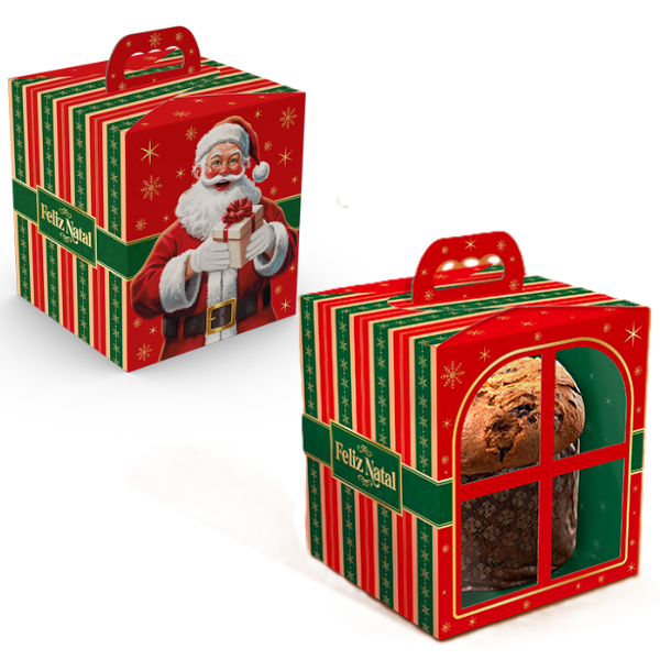 CAIXA COM VISOR JANELA PANETONE FELIZ NATAL UN IDEIA
