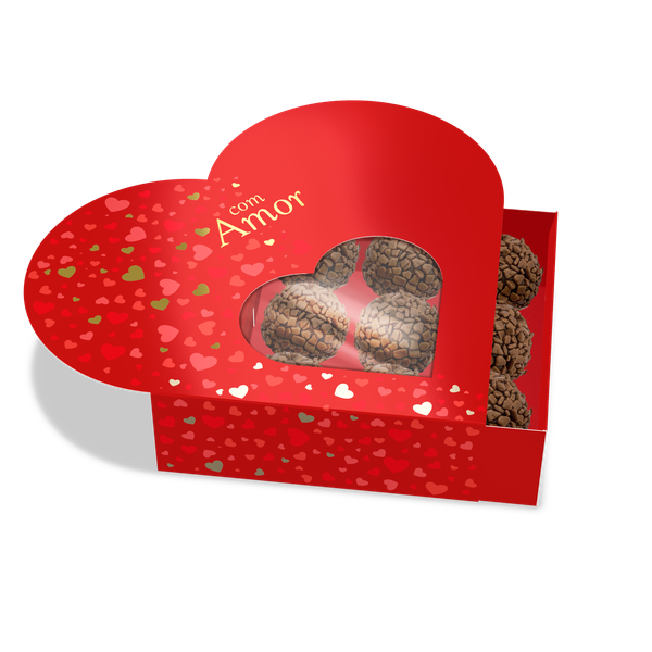 CAIXA CORACAO 9 DOCES GAVETA COM VISOR AMOR CLASSICO UN IDEIA