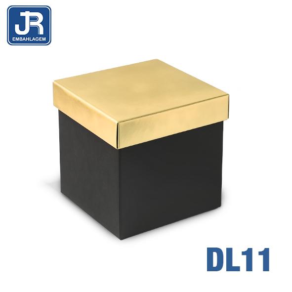 CAIXA CUBO 11X11X12CM DOURADO LAMINADO C/ FUNDO PRETO UN JR EMBALAGENS
