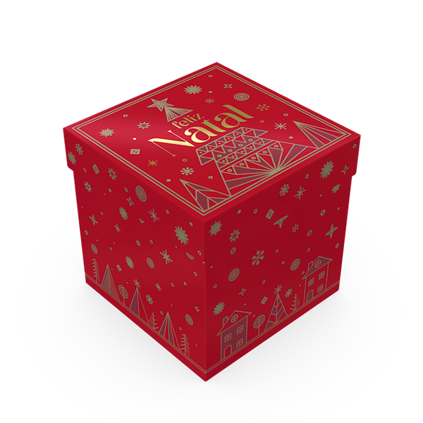 CAIXA CUBO COM TAMPA 13X13X13 BRILHOS DE NATAL UN IDEIA