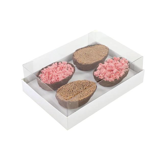 CAIXA DEGUSTACAO PARA 4 MINI OVOS 50G 15,8X10,6X6CM BRANCA UN