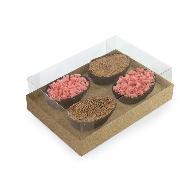 CAIXA DEGUSTACAO PARA 4 MINI OVOS 50G 15,8X10,6X6CM KRAFT UN