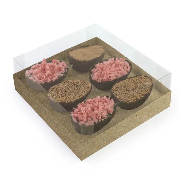 CAIXA DEGUSTACAO PARA 6 MINI OVOS 100G 23,8X22,6X7CM KRAFT UN