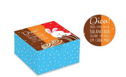 CAIXA DIVERTIDA PARA 4 DOCES 8,5X8,5X3,5CM DICA DO DIA UN PC