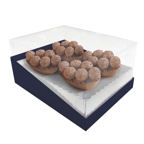 CAIXA ELEGANCE 4/50G MINI OVOS AZUL/PRATA PASCOA UN REGINA