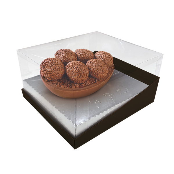 CAIXA ELEGANCE OVO 100/250G MARROM/PRATA PASCOA UN REGINA