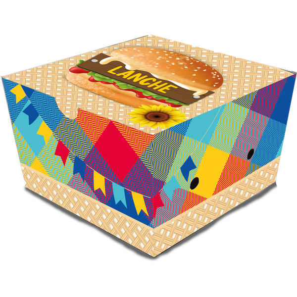 CAIXA HAMBURGUER FESTA JUNINA TRADICIONAL UN FESTCOLOR