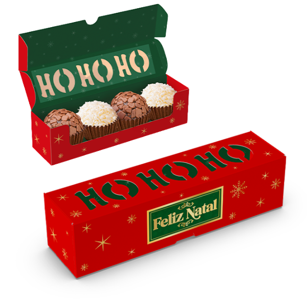 CAIXA HO HO HO COM VISOR 4 DOCES FELIZ NATAL UN IDEIA