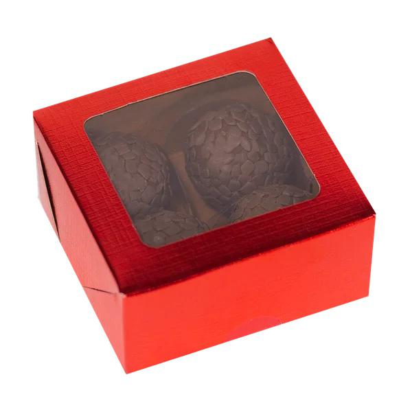CAIXA LAMINADA C/VISOR 4 DOCES VERMELHO UN IDEIA