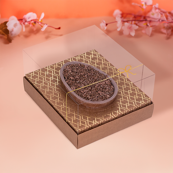 CAIXA MEIO OVO CLASSIC 250G/350G BRONZE PASCOA CLASSICA UN IDEIA