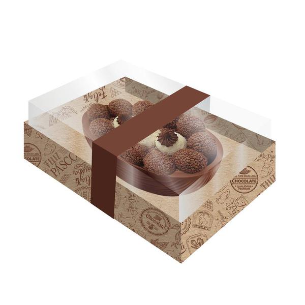 CAIXA MEIO OVO TAMPA TRANSPARENTE KRAFT CACAU P 250G UN FESTCOLOR