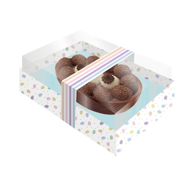 CAIXA MEIO OVO TAMPA TRANSPARENTE PETIT SWEET P 250G UN FESTCOLOR