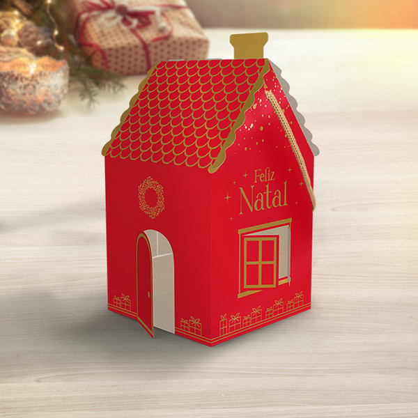 CAIXA MINI PANETONE CASINHA NATAL LUZ UN IDEIA
