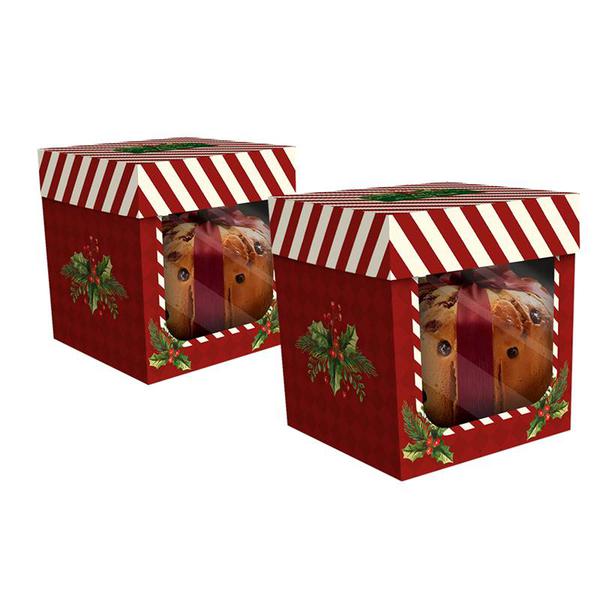 CAIXA MINI PANETONE COM VISOR VERMELHO NATAL CLASSICO UN REGINA
