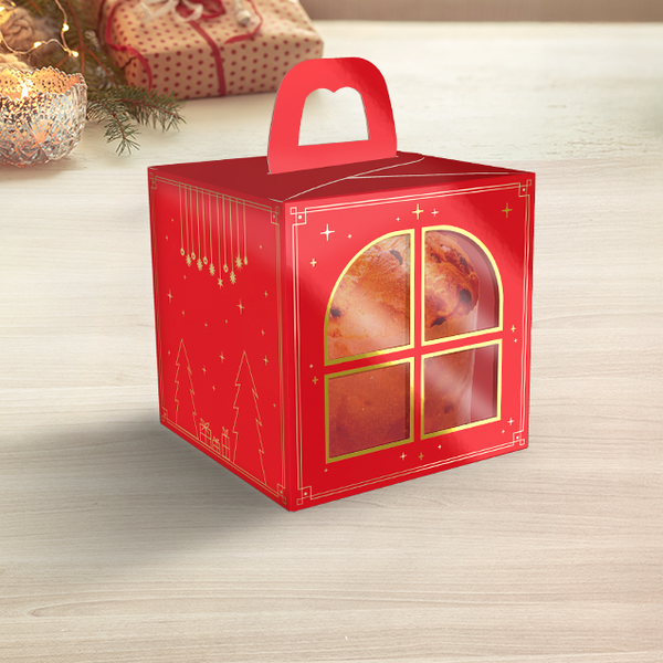CAIXA MINI PANETONE JANELA COM ALCA NATAL LUZ UN IDEIA