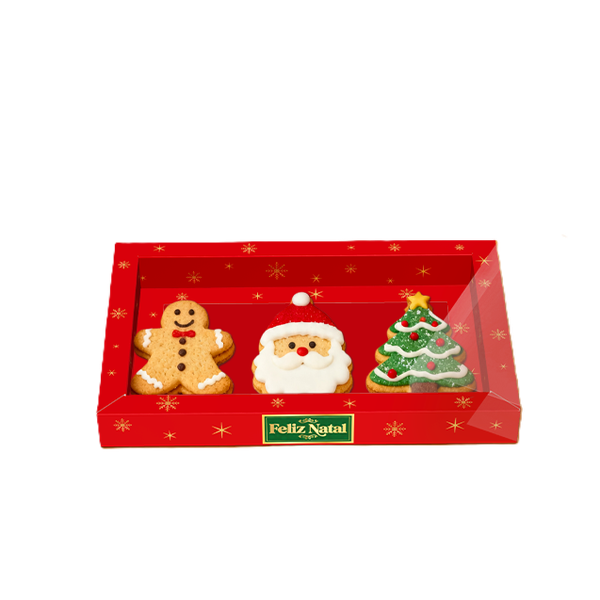 CAIXA MOLDURA 3 BISCOITOS FELIZ NATAL UN IDEIA