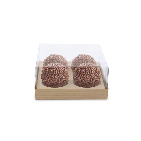 CAIXA P/4 BRIGADEIRO 8,5X8,5X4CM PRESTIGE CRISTAL KRAFT UN CROMUS