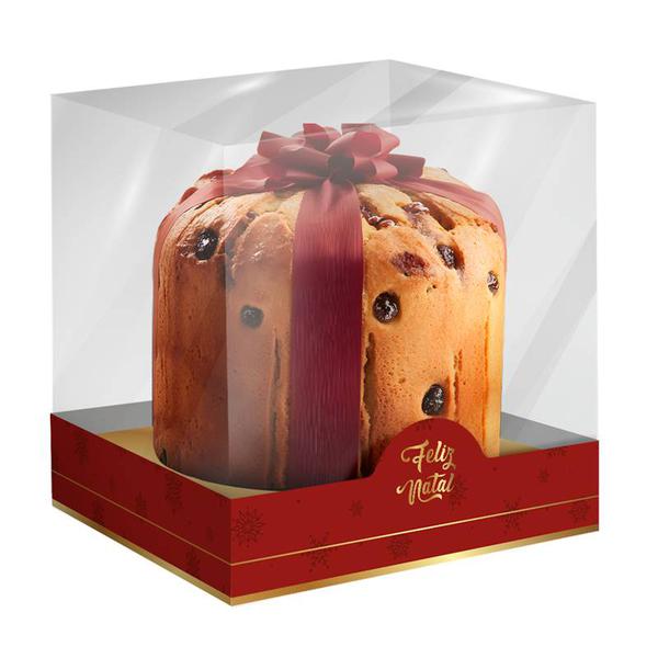 CAIXA PANETONE COM TAMPA CRISTAL NATAL ELEGANCE VERMELHO UN REGINA