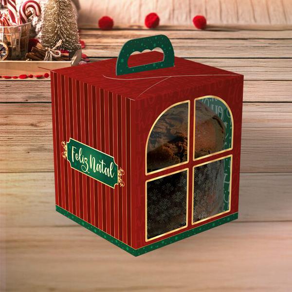 CAIXA PANETONE JANELA COM ALCA NOEL UN IDEIA