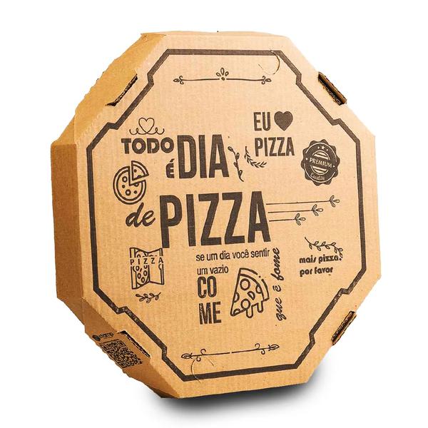 CAIXA PIZZA PARDA TODIA DIA E DIA DE PIZZA N25 25X25X4CM UN VINCO